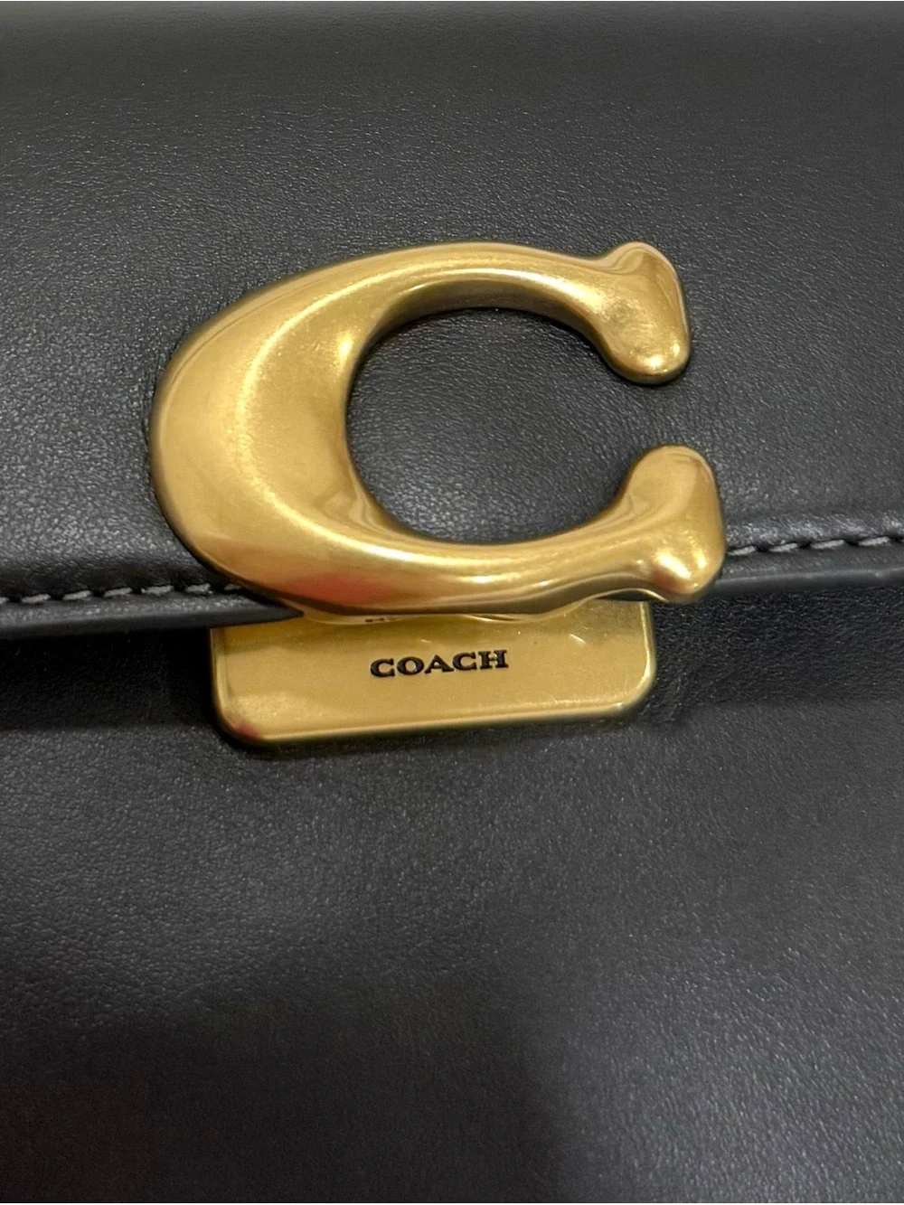 New Coach Jet black leather shoulder bag & crossbody strap